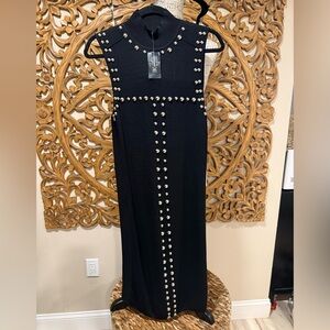 NWT INC Emerald Black Mid-Dress with Silver Studs